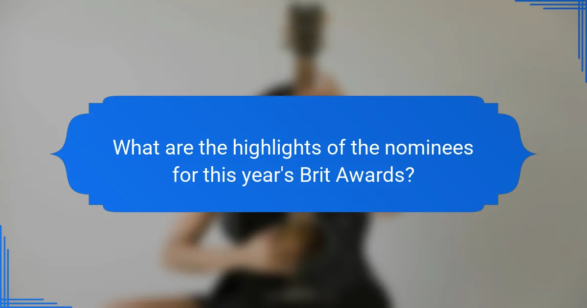 What are the highlights of the nominees for this year's Brit Awards?