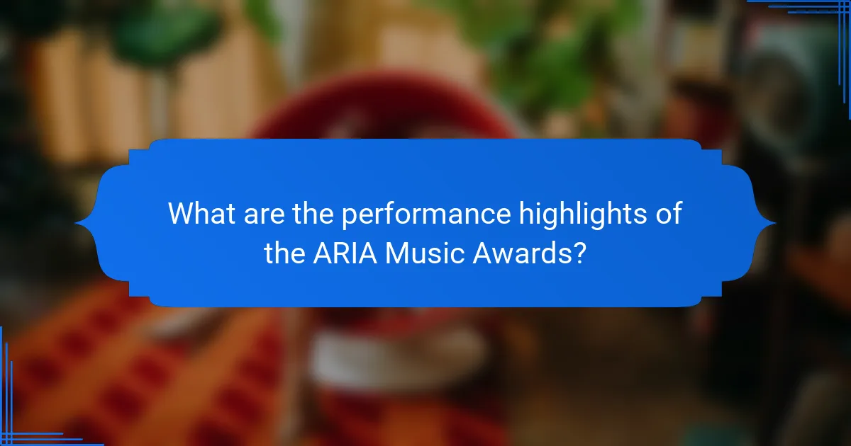 What are the performance highlights of the ARIA Music Awards?