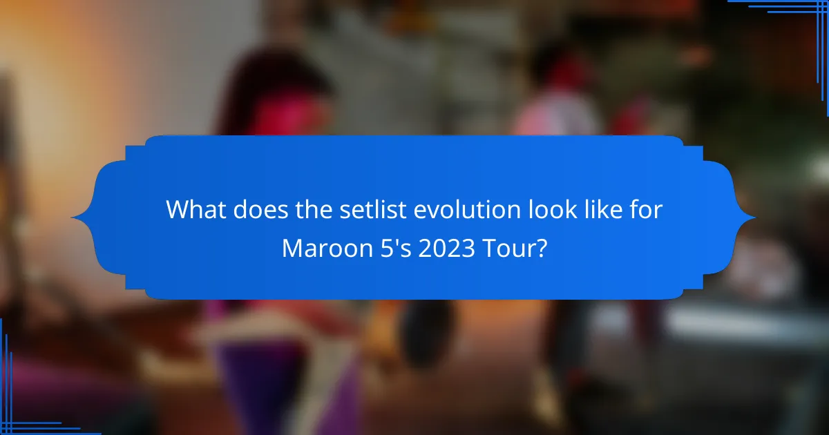 What does the setlist evolution look like for Maroon 5's 2023 Tour?