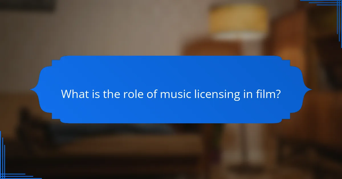 What is the role of music licensing in film?