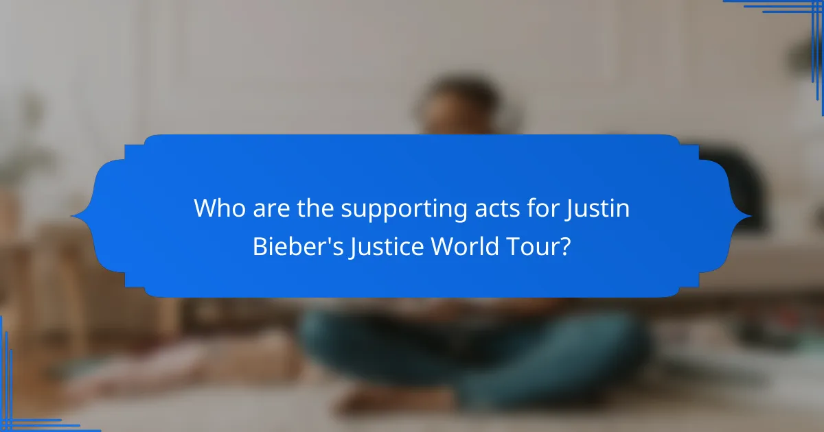 Who are the supporting acts for Justin Bieber's Justice World Tour?